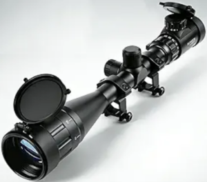 KASENTE Rifle Scopes 6-24x50 AO Red and Green Illuminated Long Range Gun Scope for Hunting with Scope Rings