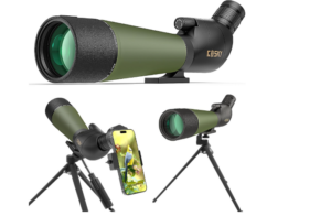 Gosky Flagship DiamondEdge 20-60x80 Spotting Scope with Tripod, Carrying Bag and Quick Phone Holder - BAK4 High Definition Waterproof Spotter Scope for Bird Watching Wildlife observing,Green