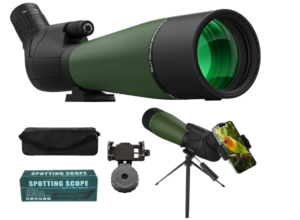 WOZEL 25-75x80 Spotting Scope with Tripod - Phone Adapter & Carrying Bag Included, HD BAK4 Prism Waterproof Spotter Scope for Target Shooting, Bird Watching & Wildlife Viewing