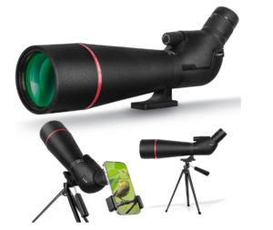 Logisaf 25–75x80 HD Spotting Scope for Bird Watching & Target Shooting, BAK4 Prism Angled Spotter Scope with Tripod & iPhone Adapter, Waterproof Fogproof Birding Scope for Hunting & Wildlife Viewing