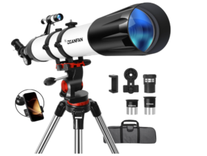 Dianfan Telescope,90mm Aperture 800mm Telescopes for Adults Astronomy,Portable Professional Refractor Telescope for Beginners,with Stainless Tripod & Phone Adapter,Carry Bag