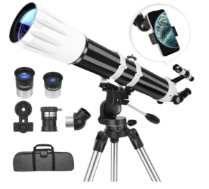 Hawkko Telescope, 90mm Aperture 900mm Astronomical Refractor Telescope for Adults High Powered - Multi-Coated Professional Telescopes for Astronomy Beginners with AZ Mount, Carry Bag, Phone Adapter