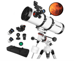 Telescope 150EQ Astronomical Professional Telescope for Adults High Powered, Manual Equatorial Reflector Telescopes for Beginners with Phone Adapter, Moon Filter, Stainless Tripod - with Carrying Bag