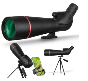 Logisaf 25–75x80 HD Spotting Scope for Bird Watching & Target Shooting, BAK4 Prism Angled Spotter Scope with Tripod & iPhone Adapter, Waterproof Fogproof Birding Scope for Hunting & Wildlife Viewing