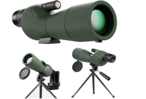 YUANZIMOO 25-75x60 Spotting Scopes for Target Shooting with Tripod Carrying Bag Phone Adapter Straight Spotter Scope Monocular Telescope for Hunting Birdwatching Green