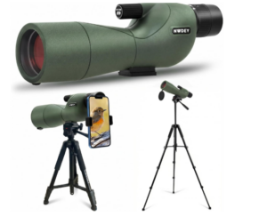 NWDEY 25-75X60 Spotting Scope with 51in Tripod, Spotting Scope for Target Shooting, Hunting & Bird Watching, Low Light Vision, Phone Adapter, Carry Bag, BAK4 Prism, FMC Lens, Waterproof (ArmyGreen)
