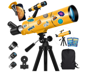 MEEZAA Telescope for Adults & Kids, 80mm Aperture 500mm Portable Refractor Telescope for Astronomy Beginners, Professional Travel Astronomical Telescopes with Tripod, Stickers, Phone Adapter, Backpack