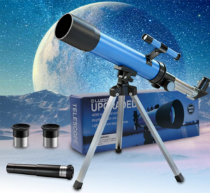 Luzsco Telescope for Kids 50mm 100x Magnification Beginner Telescopio with Tripod, 2 Eyepieces & Finder Scope, STEM Educational Gift for Boys & Girls Ages 6-12, Portable Kids Telescope for Astronomy