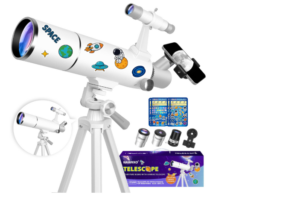Hawkko Telescope for Adults & Kids – 80mm Aperture 500mm Telescopes for Adults Astronomy, (20X-150X) Portable Refractor Telescope Kit for Beginners with Decorate Stickers, AZ Tripod, Phone Adapter