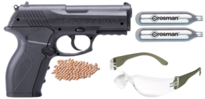 Crosman P10KT CO2-Powered BB Pistol Kit with 20-Round Magazine - Includes Safety Glasses, Copperhead BBS, and CO2 Cartridges - 480 FPS - Black