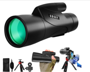 Gosky Monoculars Telescope, 15x55 HD Monocular for Adult with BAK4 Prism & FMC Lens, Lightweight Monocular with Smartphone Adapter Suitable for Bird Watching Hunting (Black)