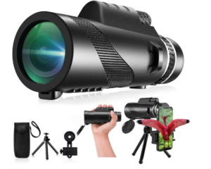 ASxmhGo Monocular-Telescope 80x100 High Powered Monoculars High Definition for Adults High Powered with Smartphone Adapter Telescope Wildlife Bird Watching Travel Camping Hiking-Black