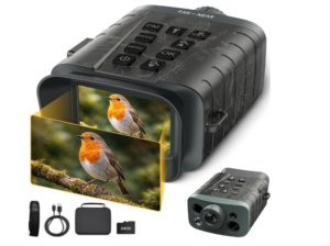 Night Vision Goggles with Rangefinder – 4K Video, 18X Zoom Night Vision Binoculars, 5000mAh Rechargeable, 64GB Card, 1200yd Rangefinder & 1968ft Night Vision – for Security, Wildlife Observation