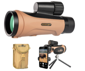 Scotar 12x50 Monocular Telescope - FMC Fogproof, IP67 Waterproof Hand Held Telescope - BAK4 Phase and Dielectric Coated Prism - Adventure Accessories Set: Bag, Smartphone Adapter, Mini Tripod